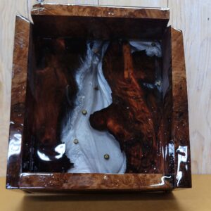 Walnut Burl Epoxy DnD Dice Rolling Box Pewter
