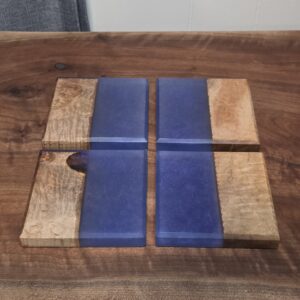 Quilted Maple & Epoxy Coasters — Set of 4 (4" Square, 1/2" Thick)